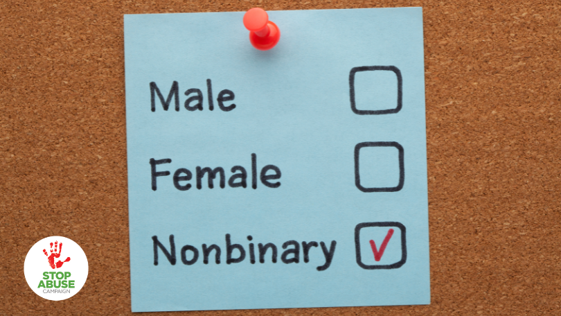 A photo of gender identity checkboxes, with nonbinary one checked, for an article about what is childhood like for nonbinary youth