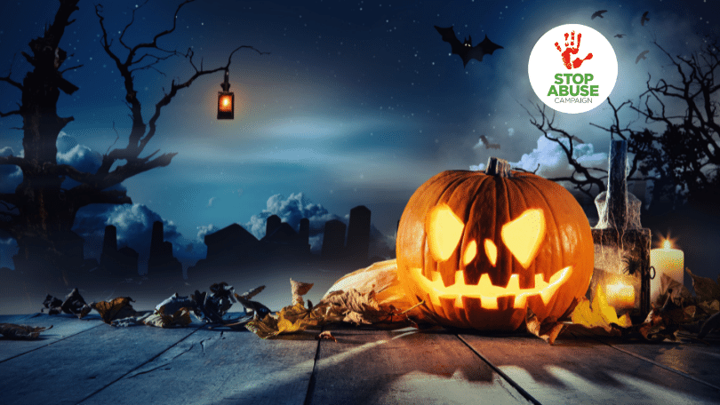 Halloween image with witches and pumpkins